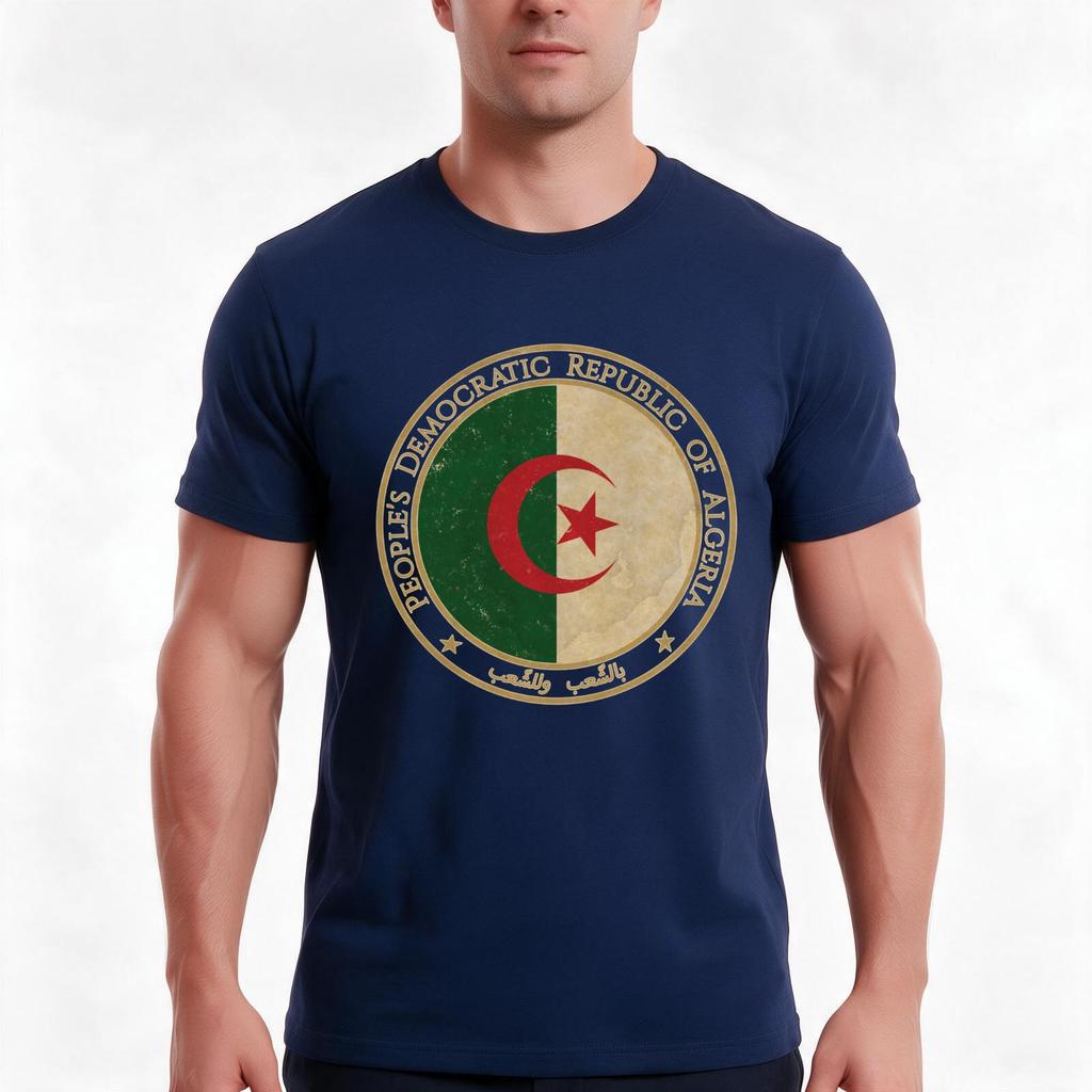 Vintage Peoples Democratic Republic of Algeria Africa African Flag TShirt Summer Casual Cotton Tee Oversized Streetwear Tops