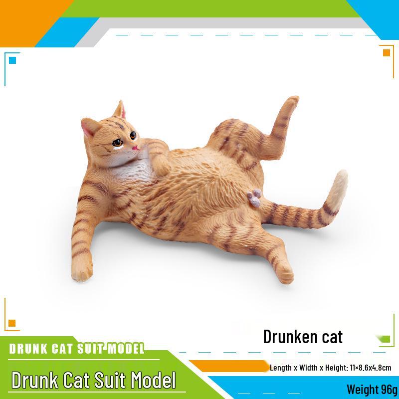 Simulated Drunk Cat Toy - Orange & White Lying Kitten Decor