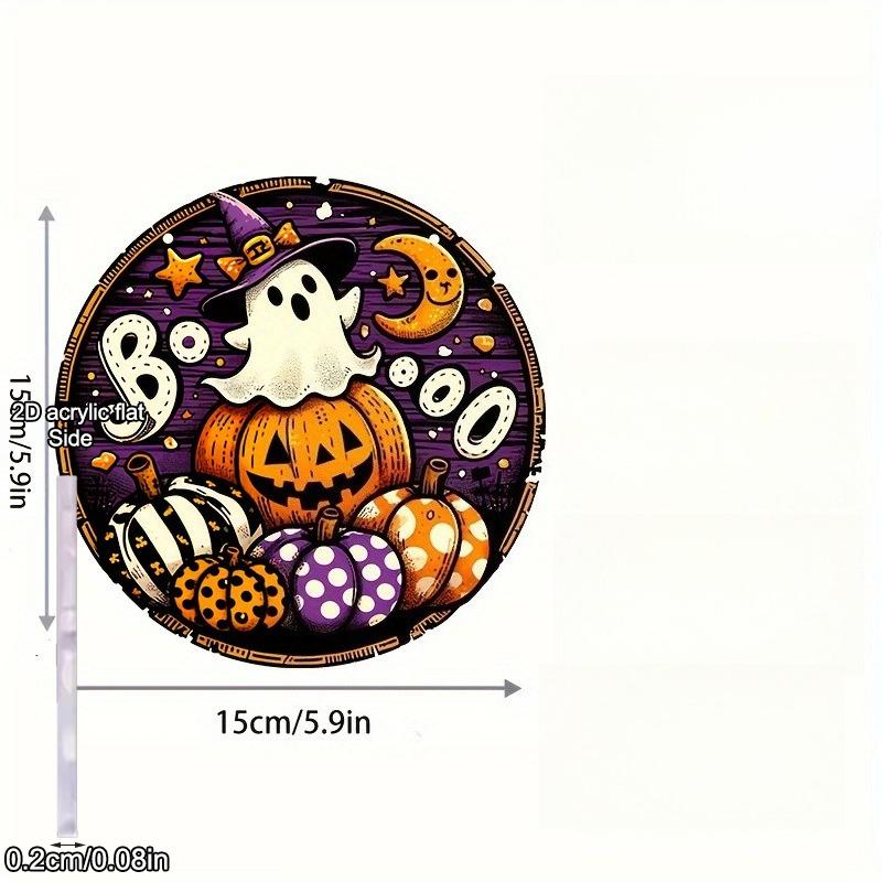 1pcs Halloween Retro Pumpkin Head, Colored Glass Style Sunshine Catcher, Acrylic Sign, Four Seasons Decoration