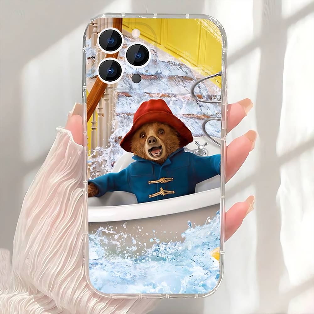 P-Paddington Bear Cute Phone Case For iPhone 17,16,15,14,13,12,11 Pro,Max,Plus,X,XS,XR,SE4,E Mini Transparent Soft Cover