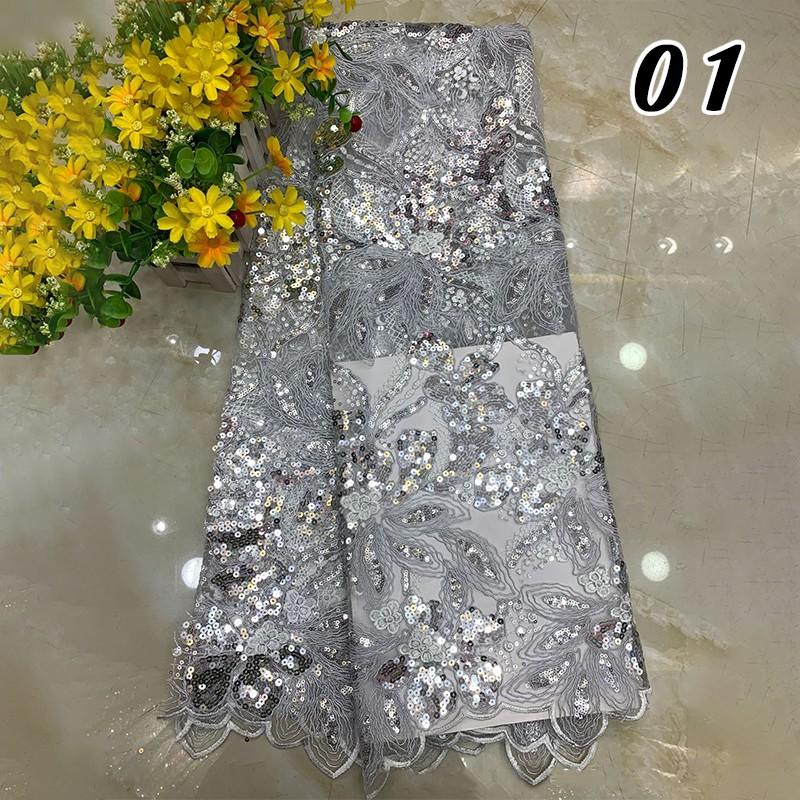 90x125cm African Sequins Beads Lace Fabric for Bridal Luxury Evening Dress DIY Embroidery Wedding Bridal Lace Material