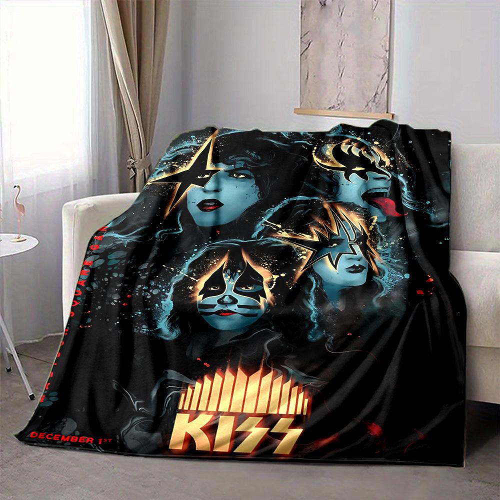 1pc KISS Band Blanket Soft All Season Throw with Vibrant Design, Perfect for Home, Travel, and Gifts, Ideal for Naps and Camping