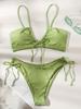 European & American Women's Sexy Tie-up Bikini - Solid Color Two-Piece Swimsuit