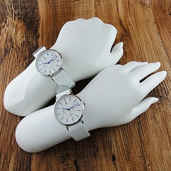 Salvatore Marra Pair Watches Set of 2 White Leather Watches for Men and Women - SM15117-SSWHBL SM15117-SSWHBL