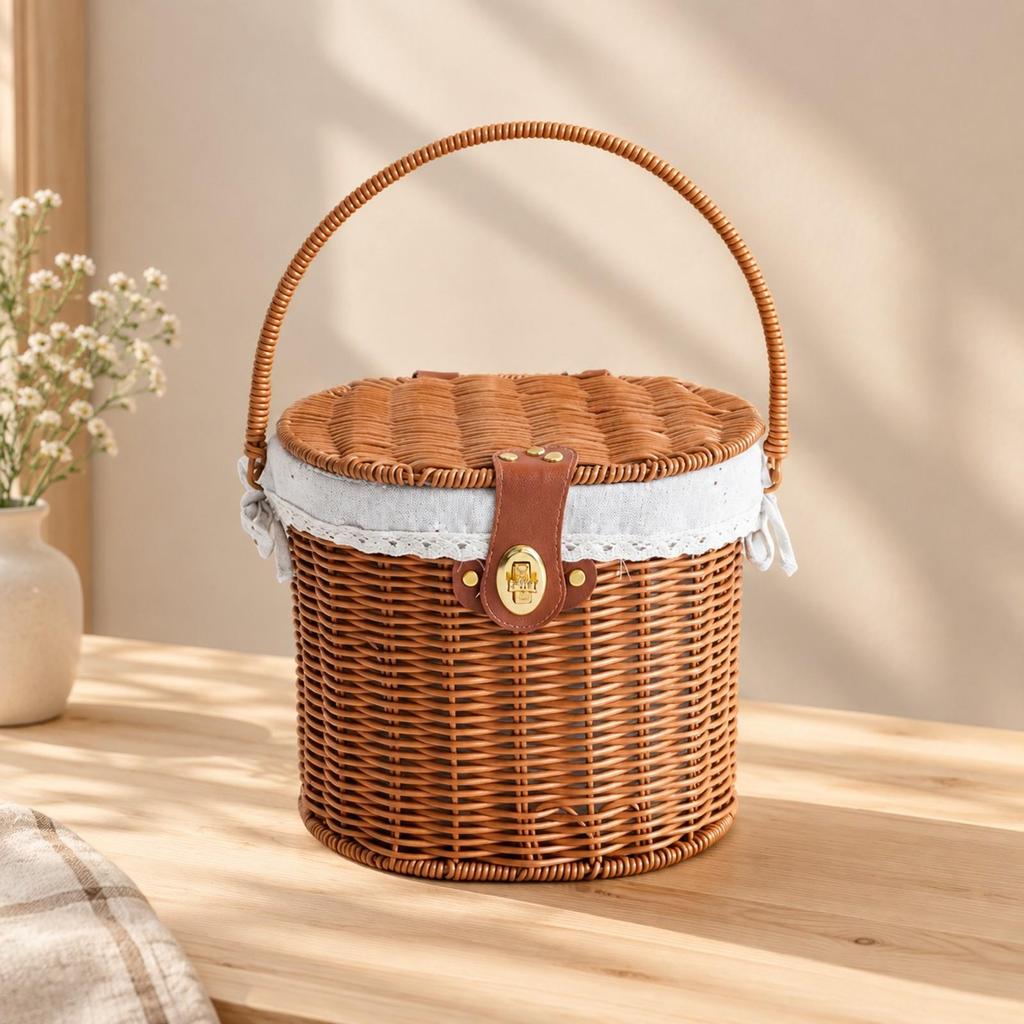 Storage Basket Lined Interior for Dining Area Decor