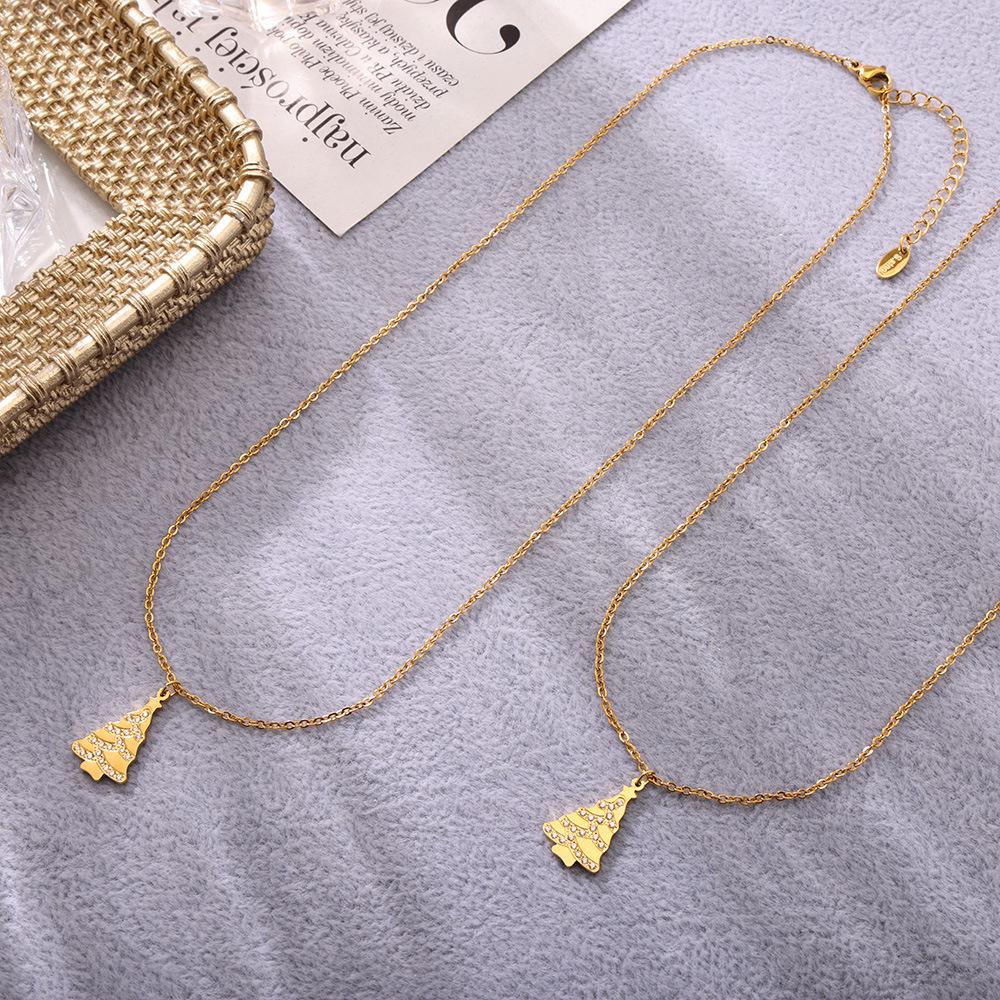 Ferris Wheel Zircon-Inlaid Clavicle Necklace, PVD Gold-Plated Stainless Steel - Romantic Christmas Gift for Girlfriend.