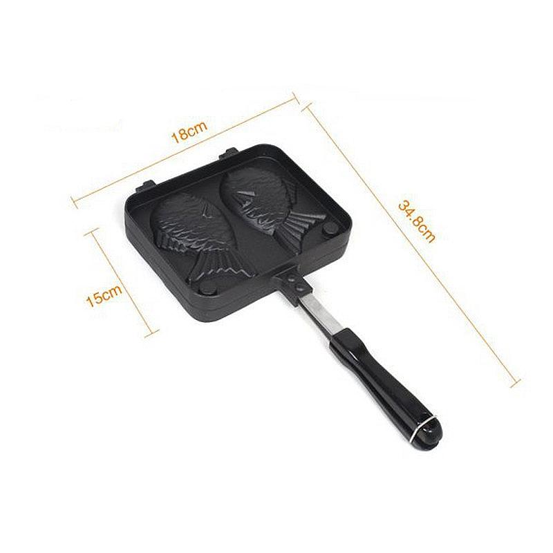 Taiyaki giapponese antiaderente a forma di pesce Bakeware Waffle Pan Maker 2 stampi Strumenti per la cottura della torta