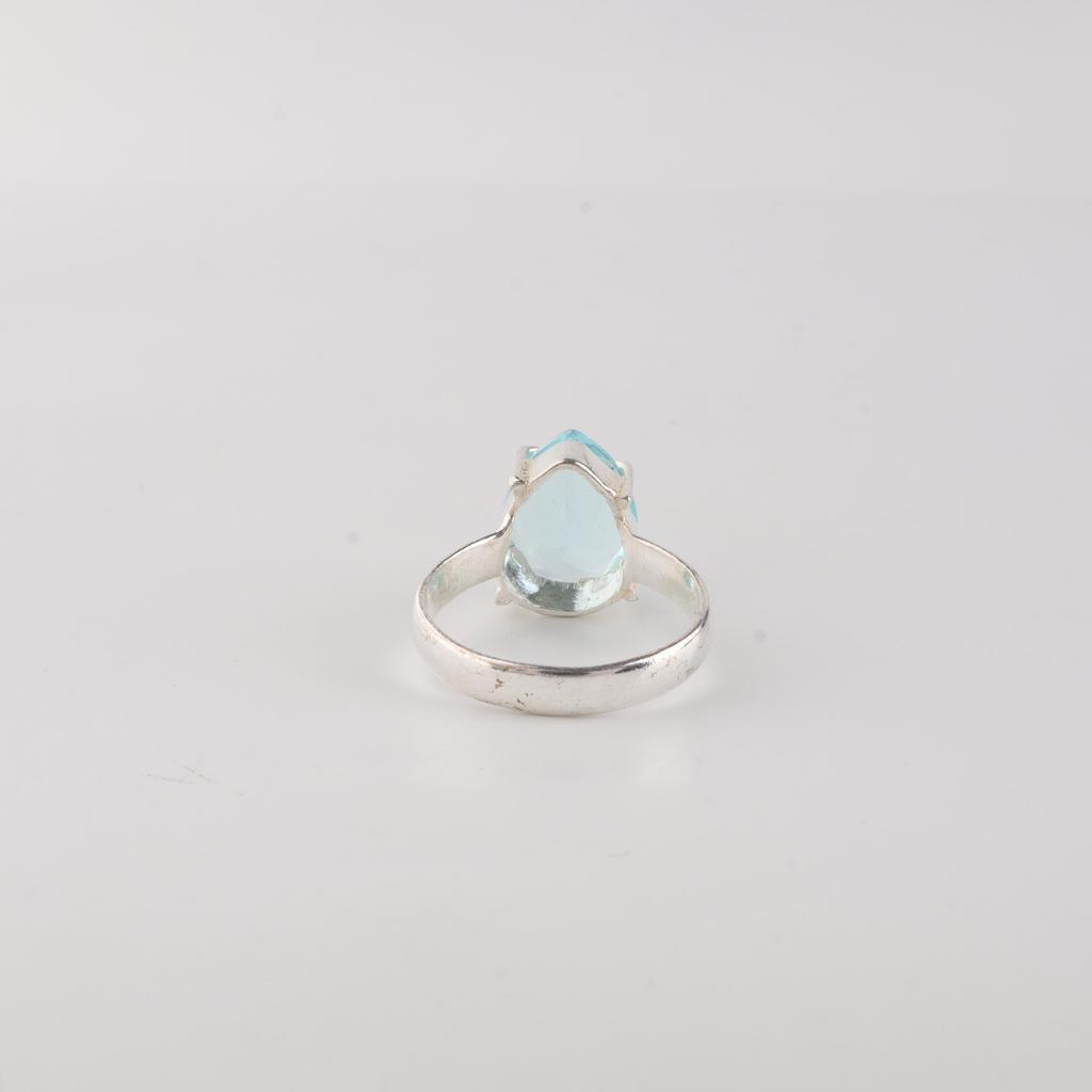 Sky Blue Topaz Gemstone 925 Sterling Silver Handcrafted Designer Ring For Mother RR-81-2