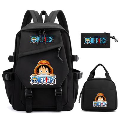 3 Teile/satz Anime One Piece Nylon-Rucksack mit Lunchpaket für Mädchen Jungen Teenager Büchertasche Schultasche Männer Frauen Freizeit Reisetasche