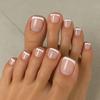 Reusable Short Square French Nude Toenails Press On, Pedicure Set for Women & Girls Spring Gift