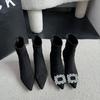 Stiletto Boots Black European and American Fashion Thin Boots Pointed Suede Retro High-heeled Elastic Socks High Sense