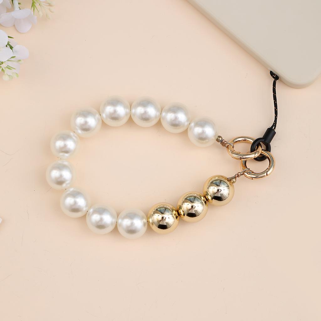 Pearl Chain Transparent Bear Shaped Pearl Clip Leather Chain Mobile Phone Rope Mobile Phone Chain