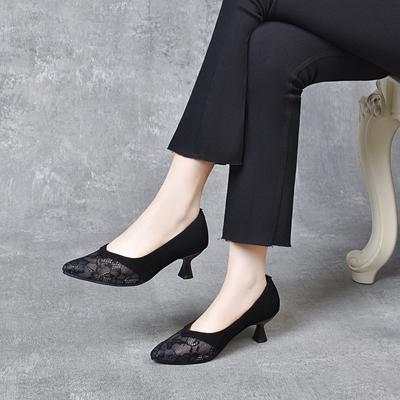 Pointed High Heels Women's Retro Lace Thin Heels Shallow Mouth Women's Single Shoes Fashion Shoes