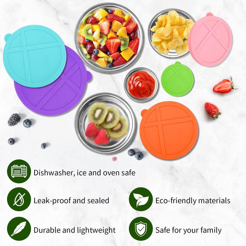 Stainless Steel Food Container 5 Pieces Stainless Steel Containers with Lids Round Food Storage Nesting Snack Bowl for Kitchen