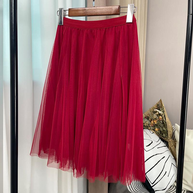

Qooth Summer Women Sweet Mini Tulle Skirt Tiered Elastic Waist Pleated Skirt Korean Style QT2624 One Size вино красного