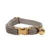 Light Gray Corduroy Cat Collar with Cute Bell, Bow Tie, and Leash
