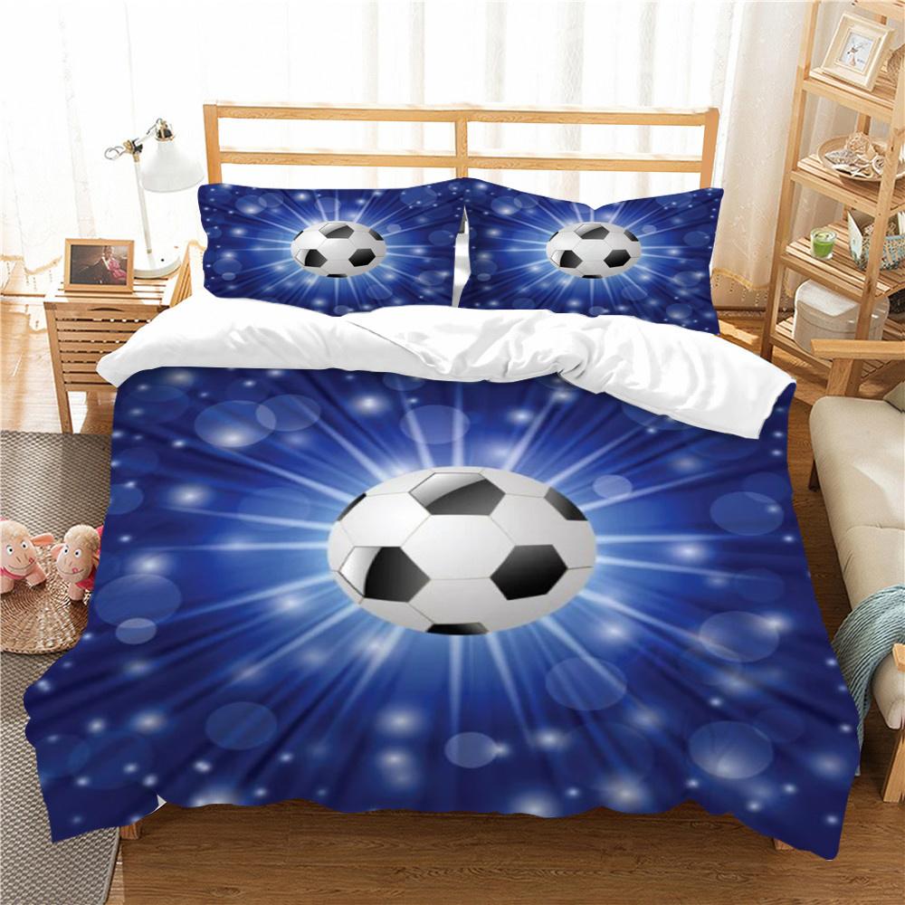 Garnitur Poszewek na Pościel z Nadrukiem 3D Piłki Nożnej Domowa Pościel Queen King Size Chłopiec Mężczyzna Nastolatek Dzieci Luksusowy Zestaw Poszewek na Kołdrę