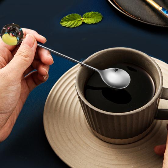 Long Handle Stainless Steel Coffee Stirring Cartoon Dessert Spoons Creative Spoon Rust-Proof Teaspoons