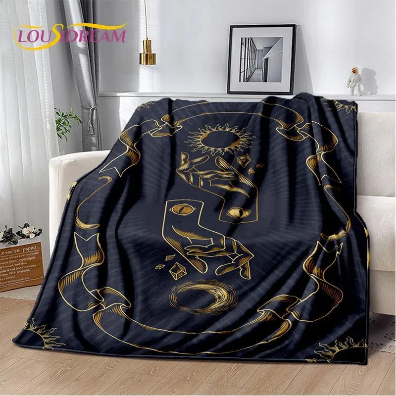 Misteriosa Manta de Franela Suave con Mandala del Sol y la Luna del Tarot para Camas, Dormitorio, Sofá, Picnic, Manta de Tiro para Ocio al Aire Libre, Regalo