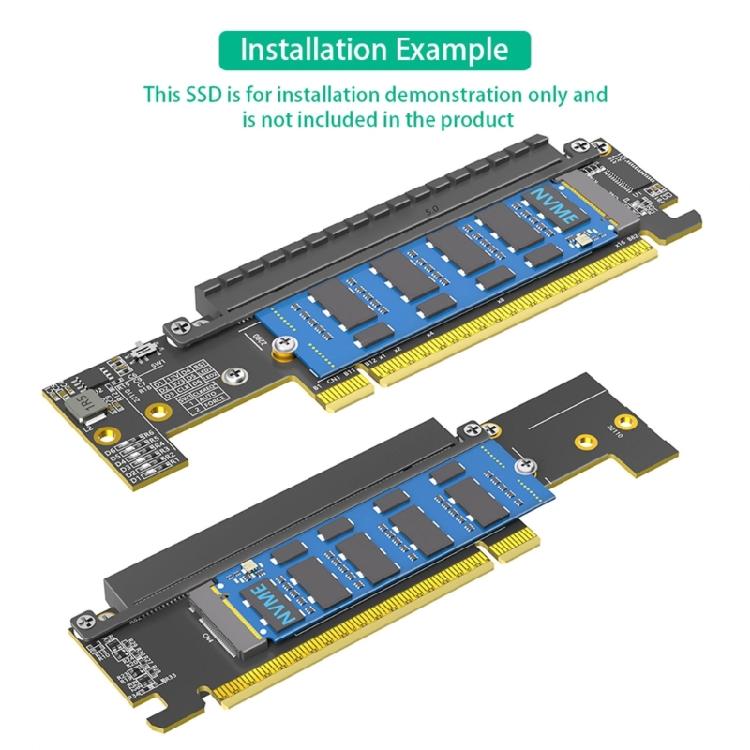 Fast speed PCIe 16X 5.0 to Double NVME + PCIE X16 Adapters Card with AntiInterference for 32Gbps Data Transfer