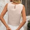 Women's Casual Fashion Round Neck Sleeveless Side Slit Cotton Linen Vest Shirt Top