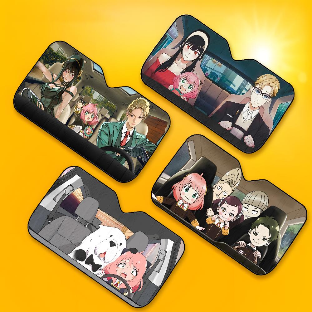 S-Spy X Family Anime Car SunShade Windshield Foldable Three-layer Insulation Sunshade By Suction Cup Blocks UV Rays Sun