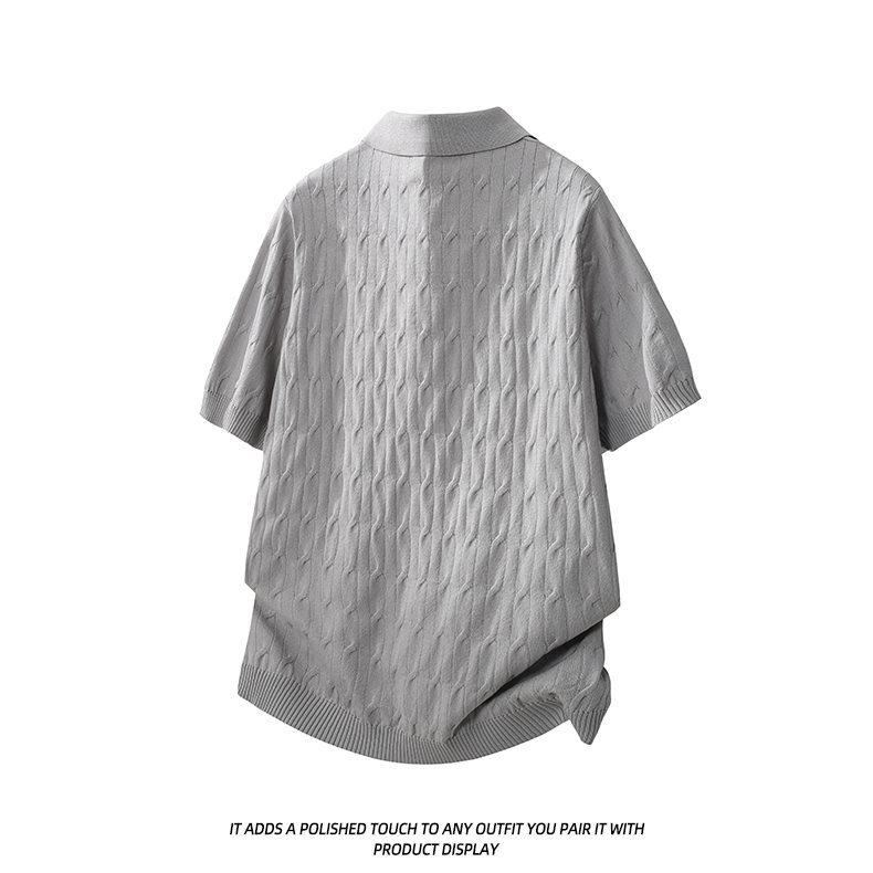 Summer 2026 Men's Loose Japanese Style Knitwear - Short Sleeve Trendy Design