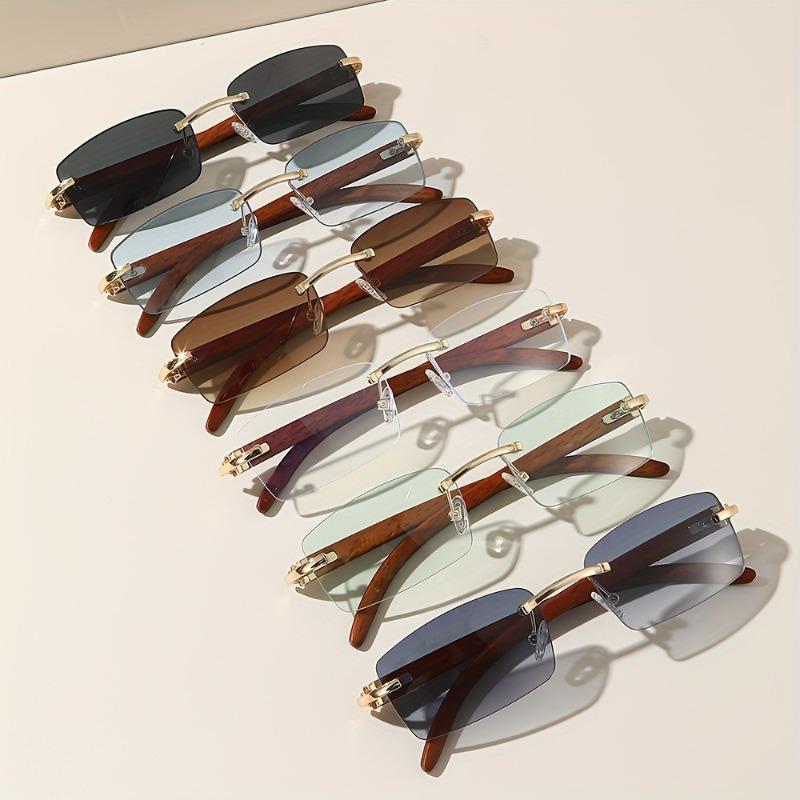 6pcs Fashionable Retro Fashion Small Square Sunglasses Men s Frameless Glasses Retro Gradient Color Women s Sunglasses