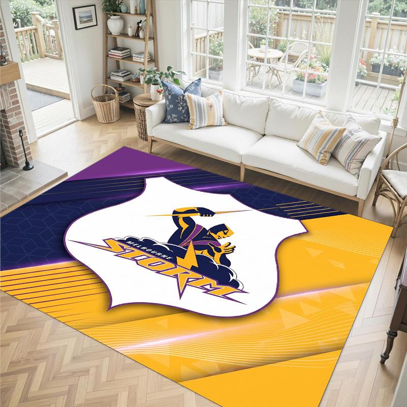 Melbourne Storm Design Crystal Velvet Carpet Cozy Non?Slip Printed Rug For Bedroom Living Room Entrance
