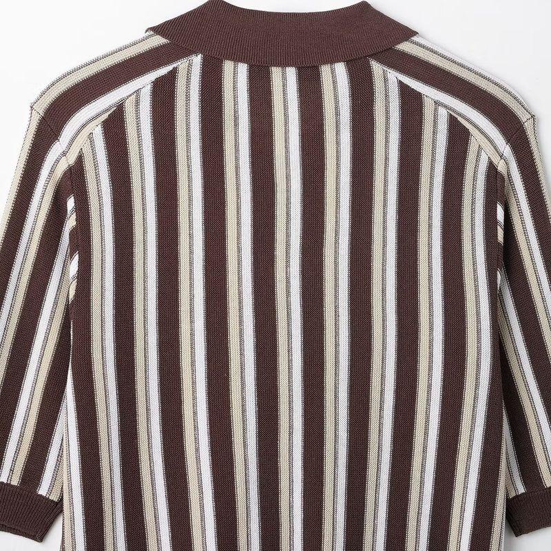Kaslead New Arrival Women's Clothing Fashion Style Fashion Minimalist Stripes Knitting Polo Shirt Collar Outwear 3920206