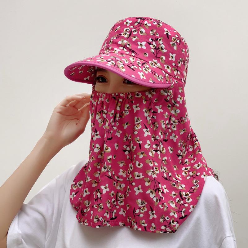 Women's Summer Sun Protection Hat with Large Brim, Shawl, and Face Mask for Cycling and Tea Picking - Breathable and Protective.