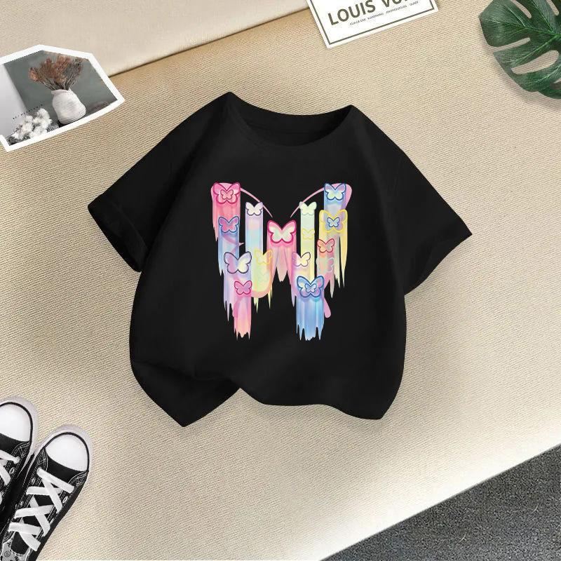 Summer fashion girls T-shirt new style children's short-sleeved fashionable girls half-sleeved versatile tops cross