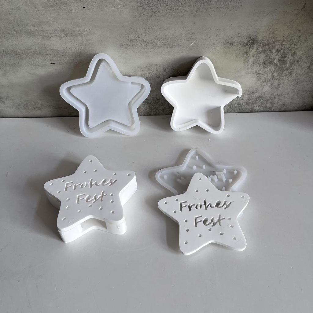 Star Hollow Digital Five-pointed Star Storage Box Silicone Mold Festive Atmosphere Decorative Light Plaster Resin Drop Glue Mold
