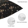 Custom Fleur De Lis Lily Flower Pattern Black And Gold Pillow Case Royalty Lily Petals Modern Cushion Cover Car Pillowcase