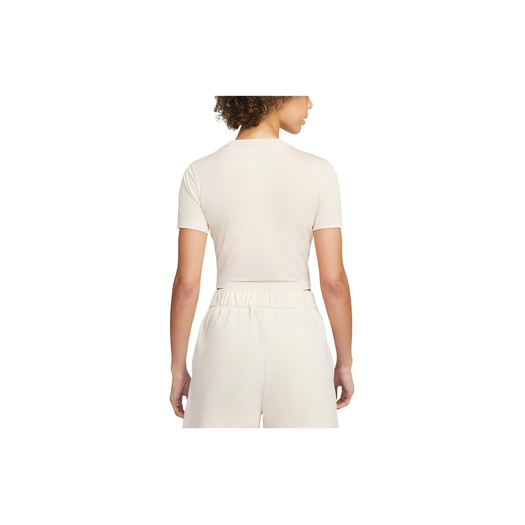 Nike Sportswear Essential Solid Logo Training Short Sleeve T-Shirt Women Tops Sand-Dune-White DD1329-126