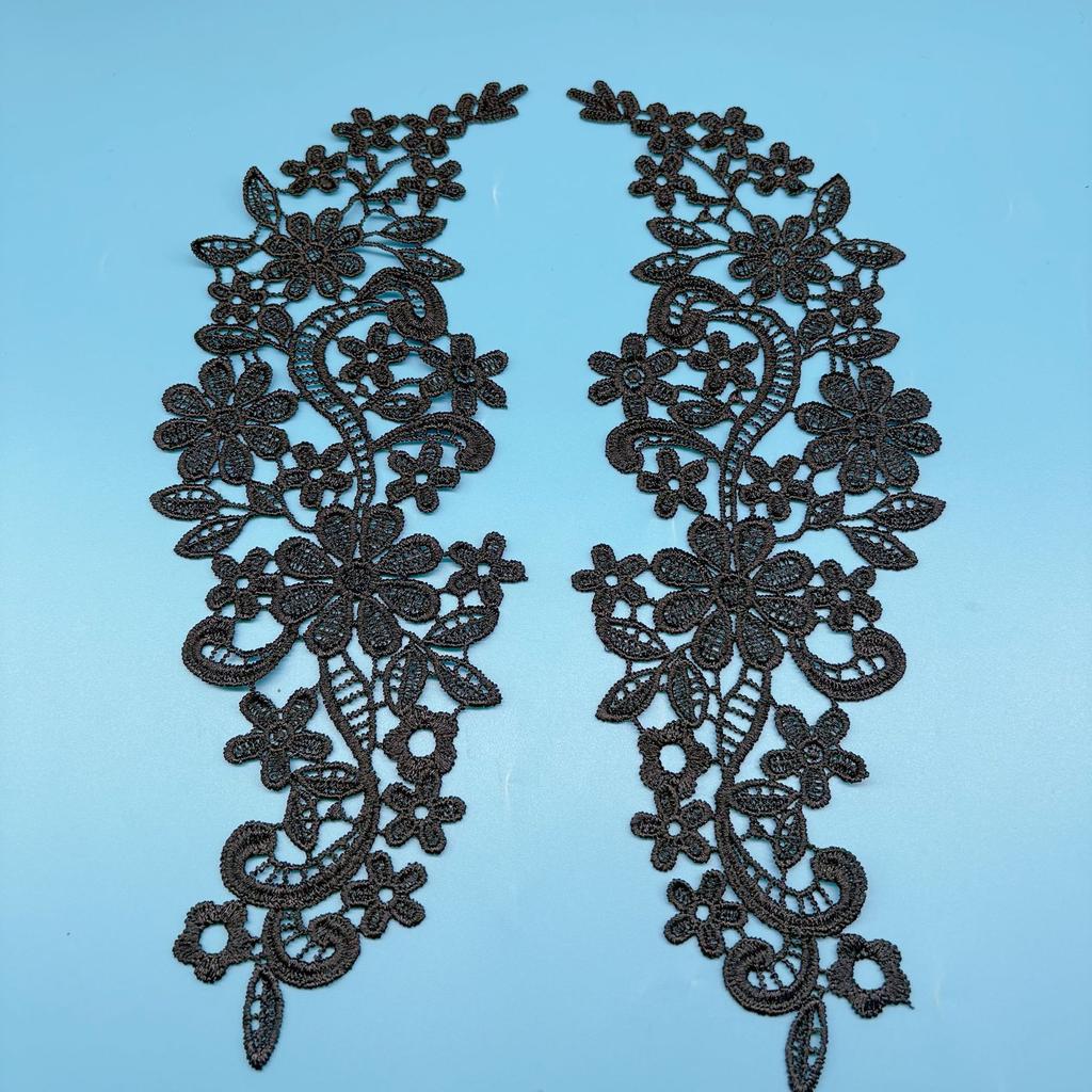 Water Soluble Lace Pair Flower Polyester Light Embroidery Pair Flower Patch Hollow Cloth Sticker Flower Diy Clothing Accessories Black And White