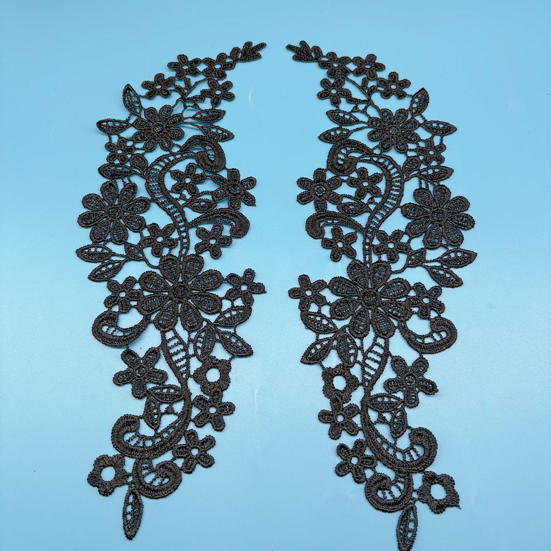 

Water Soluble Lace Pair Flower Polyester Light Embroidery Pair Flower Patch Hollow Cloth Sticker Flower Diy Clothing Accessories Black And White Black 28 * 10cm