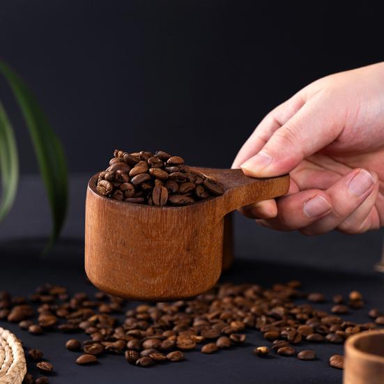 Wooden Measuring Cups And Spoons Set Coffee Bean Powder Measuring Spoon Nested Baking Tools for Accurate Cooking Rustic Kitchen Decor