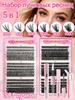 Book with separate eyelash bundles 640 pcs. 30D + 40D + 50D DIY false eyelashes D-steepness, long, home extension kit with glue, retainer, solvent,