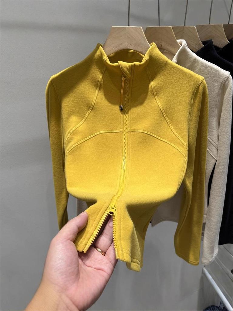 Women's Double-Zipper Slim Waist Short Jacket - Warm, Comfortable, Double-Sided Fleece with Stand Collar