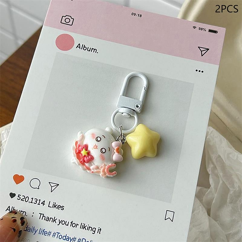 2/4Pcs Cute Sweet Star Chiikawa Hachiware Usagi Phone Chain Keyring Keychain Pendant Backpack Charm Bag Hang Ornament Girly Gift