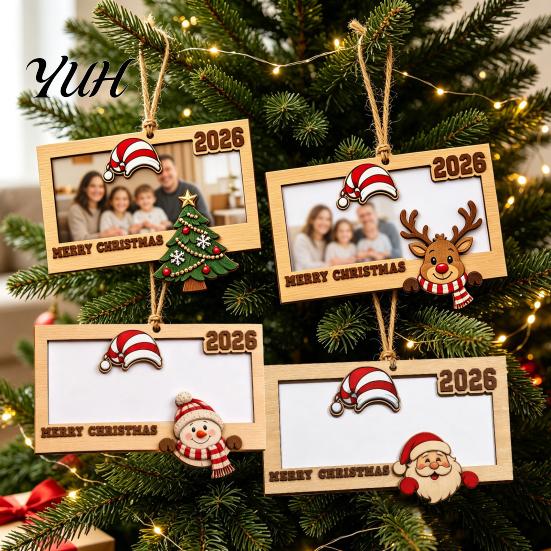 Reusable Christmas Money Clip Wooden Holder, Personalized Cash Gift Wallet with Santa Creative Present Holder Design, Tree Hanging Ornament,