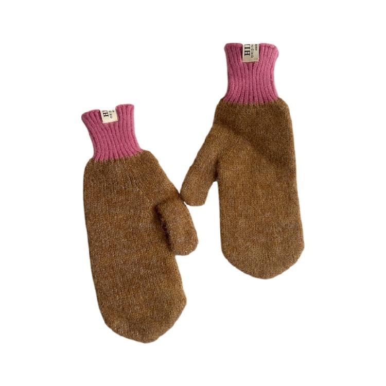 

Lovely Knitted Mitten Soft Plush Gloves Students Wrist Cuffs Detail for Children and Women Winter Photo Props розовый