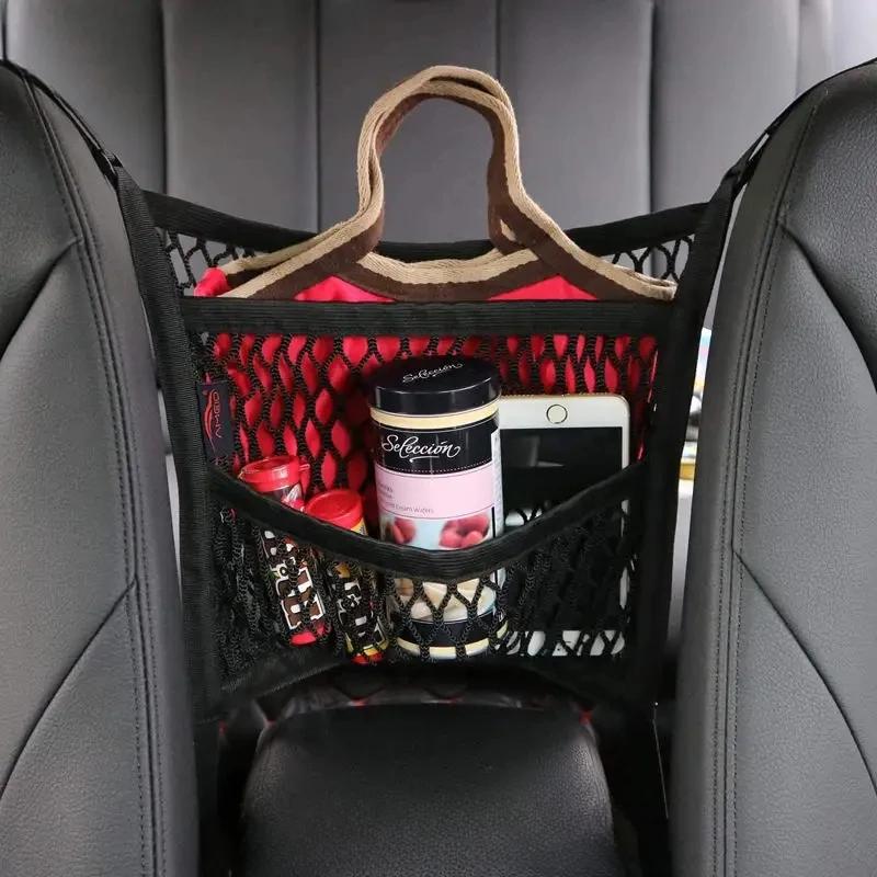 Universal Pet Car Barrier Net With Storage Pockets, Adjustable Mesh Divider For Suv And Sedan Backseat