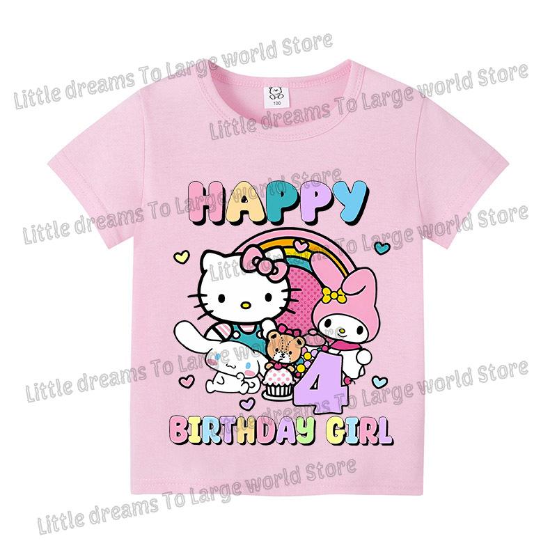 Baby Girls Birthday Number 19 Tshirt Cartoon Print Short Sleeve Tee Childrens Clothing Party Supplies Cotton Tee