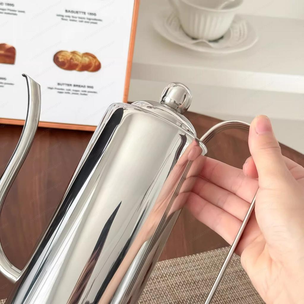 Cafetière infusée à la main Pot domestique à bec fin Pot à bec fin en acier inoxydable 304 Ustensiles à café à bec fin Pot à long bec environ 800 ml