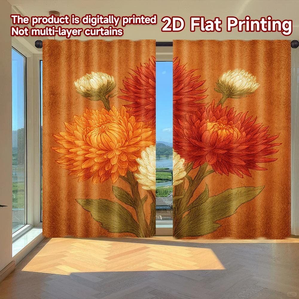 

Set Of 2 Flat Printing Curtains Without Rod Halloween Cute Ghost Pumpkins New Year Holiday Polyester Curtain W100*H70(CM)-Grommet top&1PCS