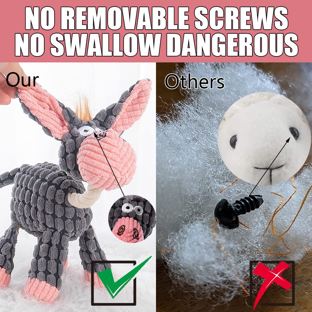 Squeak Dog Toys, Durable Stuffed Animal Plush Chew Toys, Dog Toys for Cleaning Teeth, Suitable for Small Medium-sized Dogs