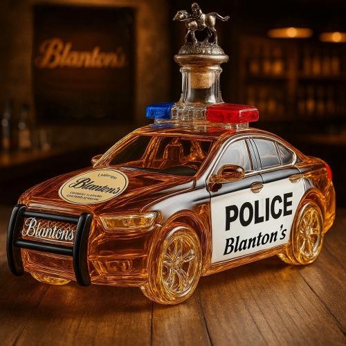 Nowy produkt popularna stacja niezależna kształt radiowozu butelka na wino zestaw do wina szklana butelka Police car pony cover