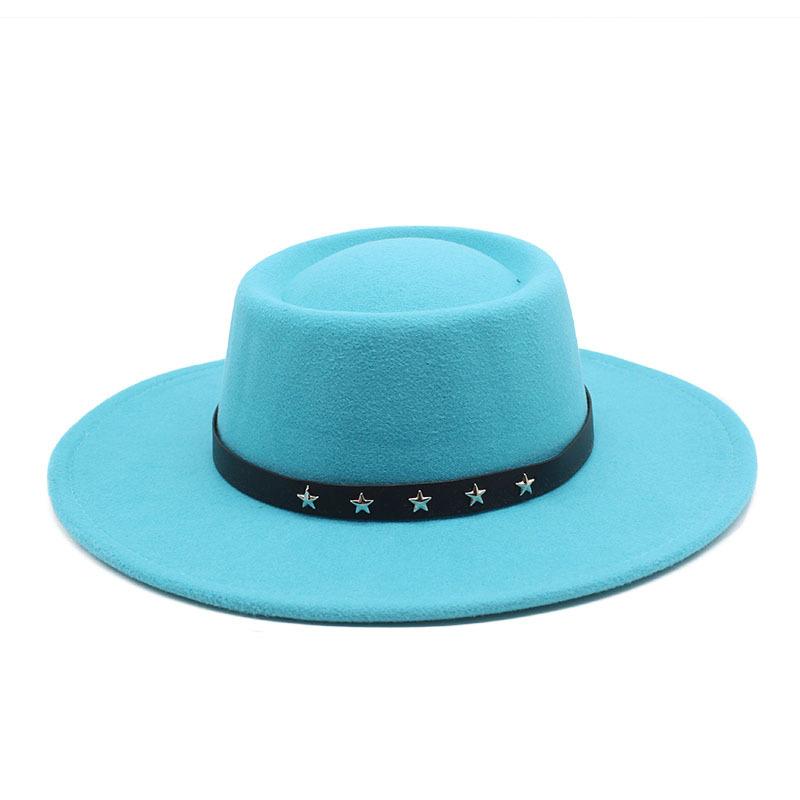 2022 Woolen Hat Women Spring And Autumn French Top Hat White Flat Edge Wide Brim British Men